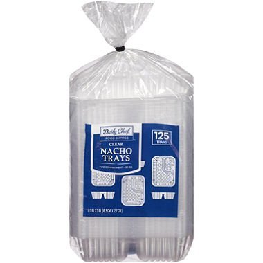 Disposable Clear Plastic Nacho Trays - 20oz, 125-Count
