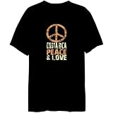 Costa Rica Peace And Love Countries Mens T-Shirt (Black, Sizes X-Small - XXX-Large)