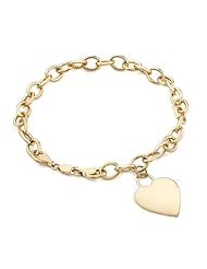 Rolo Heart Charm Bracelet, 14K Yellow Gold