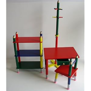 Beck International Beck Children's 3 - Piece Pencil Furniture Set - Coat Tree, Bookcase, Desk and Chair