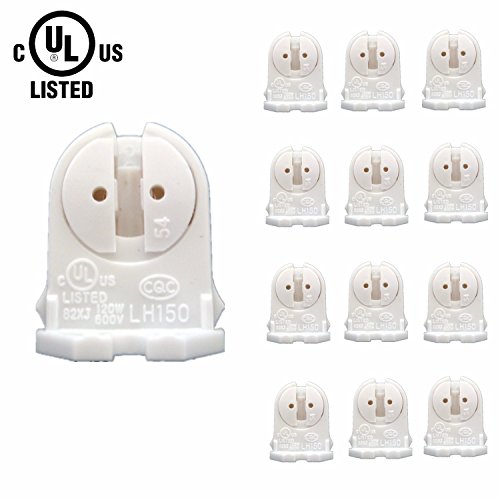 12Pcs UL Listed T5 Bi-Pin Lamp Holder, JACKYLED Lamp Socket Tube Accessory Lamp Aging Test, Max Wattage 120W