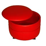 Round ivory storage ottoman