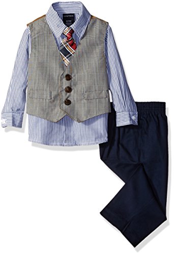 Nautica Baby Glen Plaid Vest Set, White, 6-9 Months