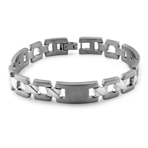 Men's Grey Titanium X-Link Bracelet, 8.5