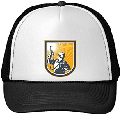 Polada Designer Trucker Hats Welder Fabricator Holding Up Welding Torch Retro Outdoor Trucker Hats