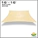 Windscreen4less 16' x 16' Sun Shade Sail Square Canopy in Beige with Commercial Grade (3 Year Warranty) Customized