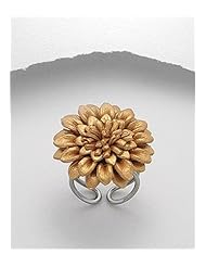 Gold Flower Leather Ring In White Base