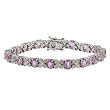 14K White Gold Pink Sapphire and Diamond Bracelet