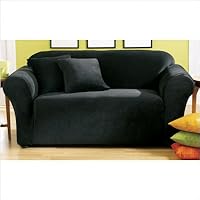 Stretch Pique Sofa Slipcover - Black