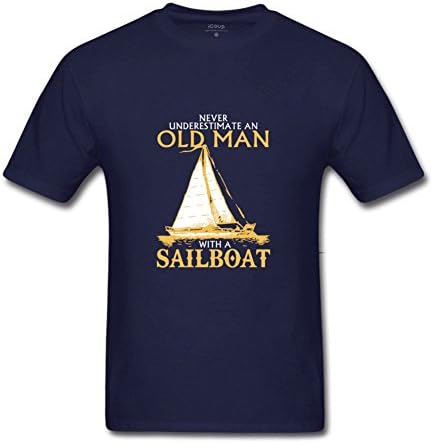 Icoup Man's Sailboat Shirt Short Sleeve Cotton T Shirt XL Navy Blue