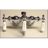 ChromeClawfootTubDiverterFaucetwith3PorcelainLeverHandles