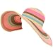 UPF Sun Beach Stripe Hat Floppy 6" Brim Foldable Pink