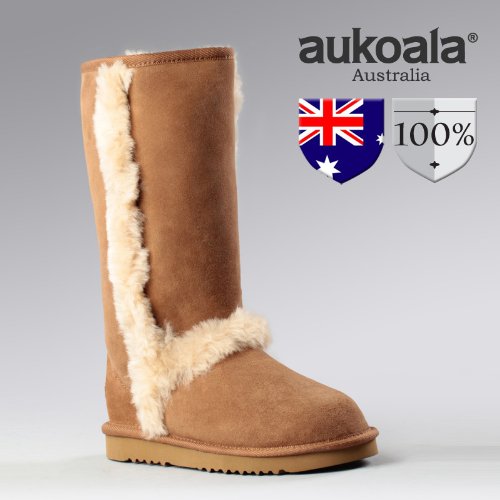 Aukoala Snow Boots Australia Sheepskin Warm Eurpoa For Womens_Chestnut_Us Size 5 On Sale
