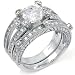 Sterling Silver Cubic Zirconia CZ Wedding Engagement Ring Set