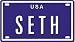 SETH USA MINI METAL EMBOSSED LICENSE PLATE NAME FOR BIKES, TRICYCLES, WAGONS, KIDS DOORS, GOLF CARTS, BABY STROLLERS, PEDAL CARS. OVER 400 NAMES AVAILABLE. TYPE IN NAME USA PLATE IN SEARCH. YOUR NAME WILL SHOW UP.