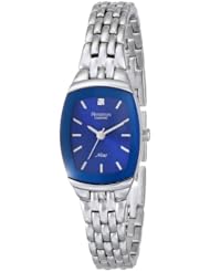Armitron Womens 75/5195BLSV Cushion Case Diamond Accented Blue Dial Silver-Tone Bracelet Watch