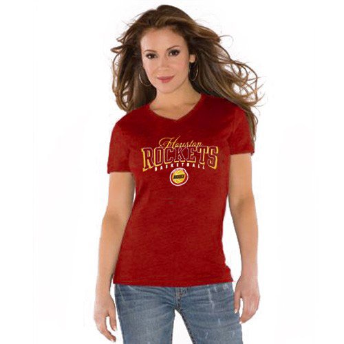 NBA Touch by Alyssa Milano Houston Rockets Ladies Red V-neck Tri-Blend T-shirt (Large) at Amazon.com