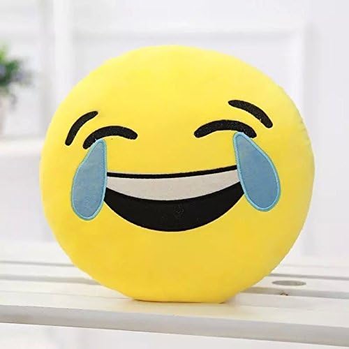 Liyin 32cm Emoji Smiley Emoticon Yellow Round Cushion Pillow Stuffed Plush Soft Toy-Happy