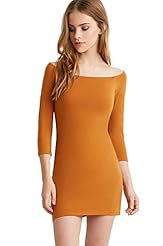 Sexy Fitted Vintage Bateau Neck  Shirt  Dress