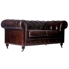 ECHTLEDER Chesterfield Sofa 2er Leder braun, Ledersofa Neu