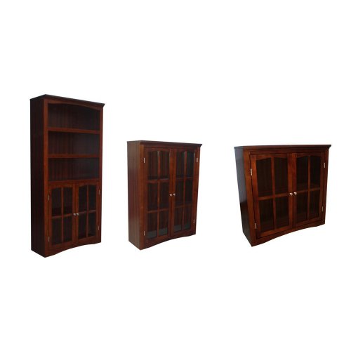 Parker Glass Door Bookcase Collection - Chestnut