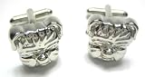 Silver Bull Dog Animal Cufflinks w/Black Carrying Bag BullDog