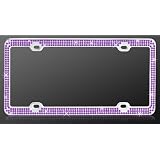 Buy Chrome Metal Car License Plate Frame with Triple Row Purple Crystals