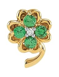 Genuine Tsavorite Garnet & Diamond Clover Pendant 14K Yellow Gold .015 Ct Tw Genuine Twavorite Garnet And Diamond Clover Pendant