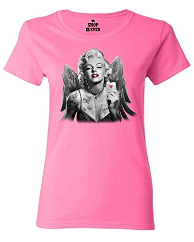 Shop4Ever® Marilyn Monroe Tattooed Women's T-Shirt Blonde Bombshell Shirts