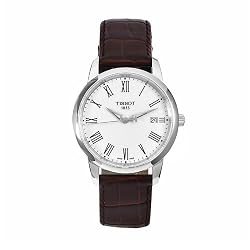 Tissot Men's T0334101601300 T-Classic Dream White Dial Brown Leather Strap Watch