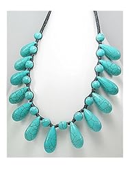 Cotton Waxed Thread Turquoise Necklace