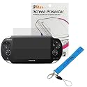 GTMax Clear Screen Protector Film Guard + Blue Universal Wrist Strap Lanyard for Sony PS Vita