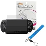 GTMax Clear Screen Protector Film Guard + Blue Universal Wrist Strap Lanyard for Sony PS Vita