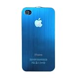 【高級感漂うりんごマークが特徴♪】iPhone4 /4S専用　ハードタイプ背面カバー ストラップも取り付け可能 (ストラップ上/ライトブルー)
