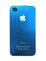 【高級感漂うりんごマークが特徴♪】iPhone4 /4S専用　ハードタイプ背面カバー ストラップも取り付け可能 (ストラップ上/ライトブルー)