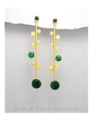 Emerald Earrings In Brass