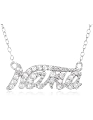 Sterling Silver Cubic-Zirconia "Nana" Pendant Necklace, 18"+3" Extender