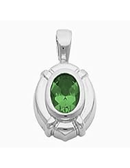 14K White Gold Oval Cut Emerald Pendant -- LIFETIME WARRANTY