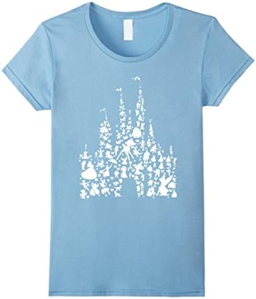 Women's Disneys Castle Funny T-shirt Large Baby Blue
