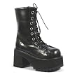 3 1/2 Inch Trendy Platform Ankle Boots / Mid Calf Boots Lace Up Platform Boot Black