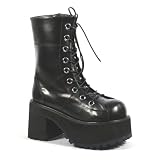 3 1/2 Inch Trendy Platform Ankle Boots / Mid Calf Boots Lace Up Platform Boot Black