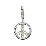 SilberDream Charm peace, white Cirkonia,925 Sterling Silver Charms Pendant with Lobster Clasp for Charms Bracelet, Necklace or Charms Carrier FC249W