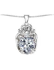 Original Star K (tm) Large Loving Mother and Twins Family Pendant with Heart Shape 12mm Genuine White Topaz in 925 Sterling Silver
