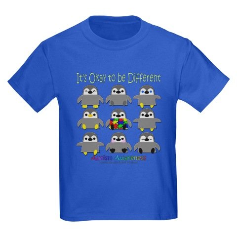 Autism Awareness Penguins Kids Dark T-Shirt