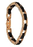 18k Rose Gold Plated Stainless Steel and Polyurethane Bracelet.