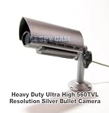Heavy Duty Rigid Micro Silver Bullet Camera — Ultra High Resolution 560TVL w/ Sony Super HAD Color CCD, Removable Rain & Sunshield, Professional & Law Enforcement video surveillance for Crystal Clear Face Verification — Plug-n-Play Home Safety Video Surveillance Gear & DIY CCTV Home Security Gadget — Made in Korea
