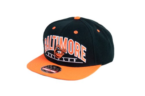 MLB Men's Baltimore Orioles Arched Snapback Cap (Black/Orange, Adjustable)