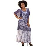 Blue Sheer Tye Dye Look V-Neck Dress