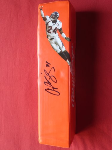 Champ Bailey Autographed Custom Photo Denver Broncos Football End Zone Pylon, Proof Photo of Champ Signing for Us.