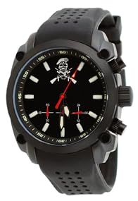 Military Special Forces Men's Black IP Silicone Strap Military Spec Chronograph Watch
